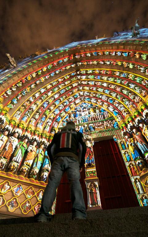 The gate of the golden Virgin of the Notre-Dame Cathedral of Amiens