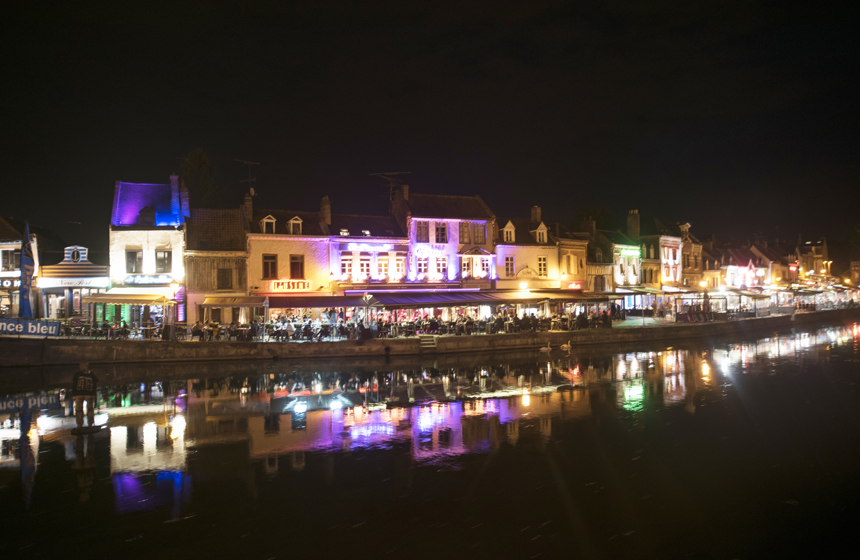 Bars and restaurants bring the Saint-Leu district of Amiens to life in Northern France