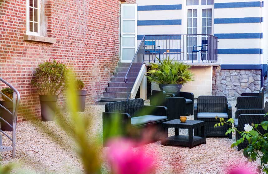 Private terrace at Hotel Castel Victoria, Le Touquet, Northern France