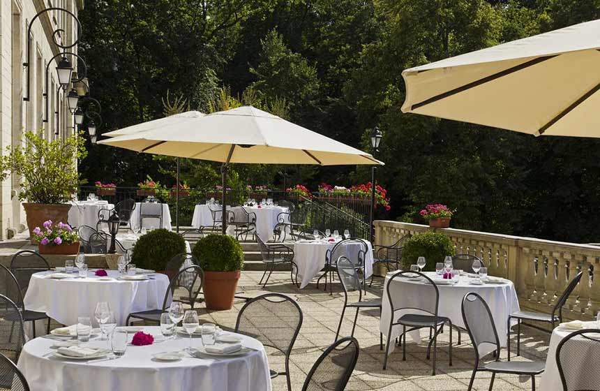 There’s a beautiful terrace at Château-de-Montvillargenne hotel where you can opt to enjoy breakfast