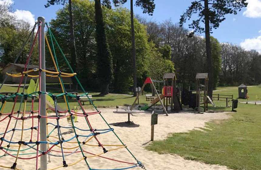 The children's outdoor play area at Château des Tilleuls in Northern France