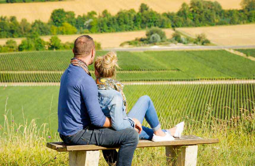 Spend quality time taking in the stunning champagne vineyards nearby