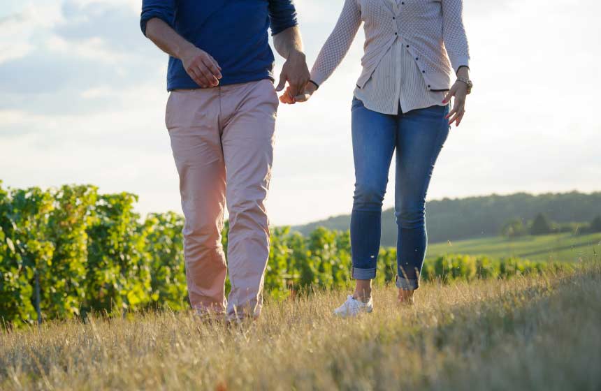 Spend quality time walking around the stunning champagne vineyards nearby