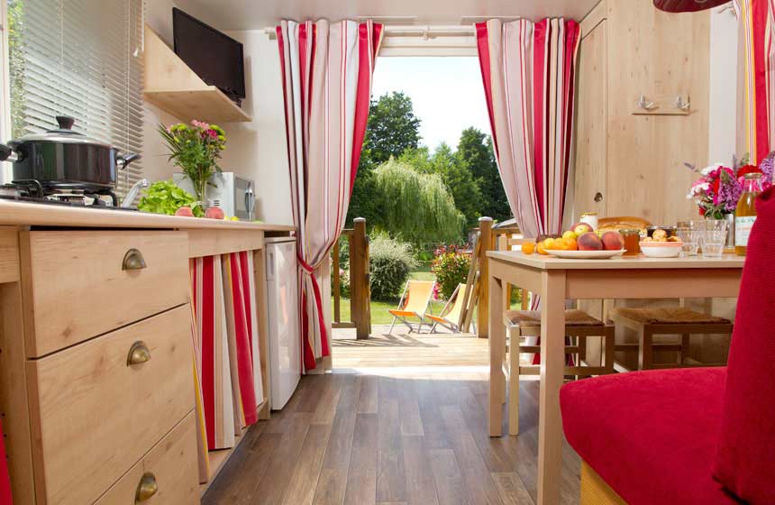 The comfortable interior of your quirky accomodation at Domaine du Lieu Dieu in northern France’s Hauts de France region