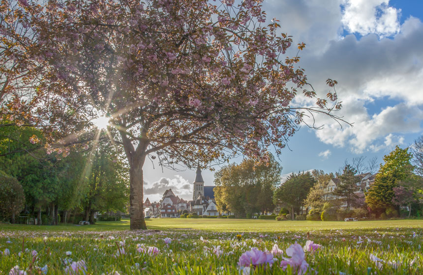 The elegant gardens behind the townhall in Le Touquet on the coast of Hauts de France