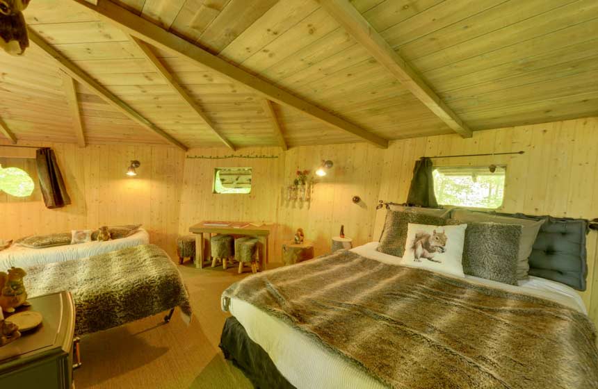 The accommodation on your treehouse holiday in France sleeps two adults and two children
