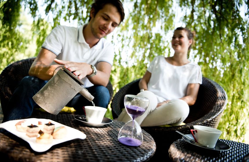 Afternoon tea on the terrace at Domaine-de-Barive