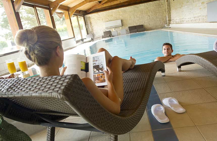Domaine-de-Barive, a luxury 4* hotel near Reims has a fabulous indoor heated pool