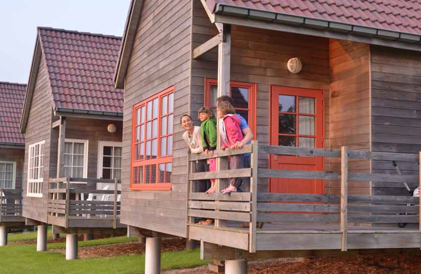 Log cabins at the family-friendly resort Domaine du Val, northern France