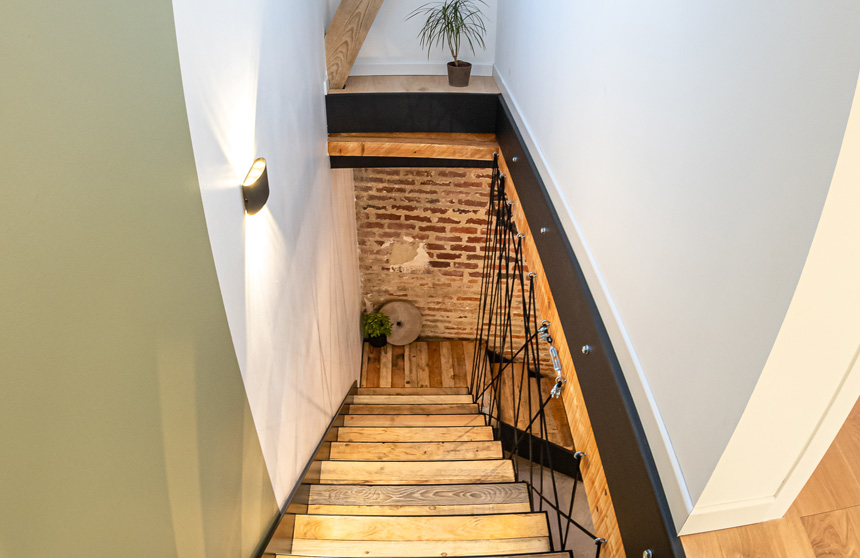 The staircase is a design feature in itself