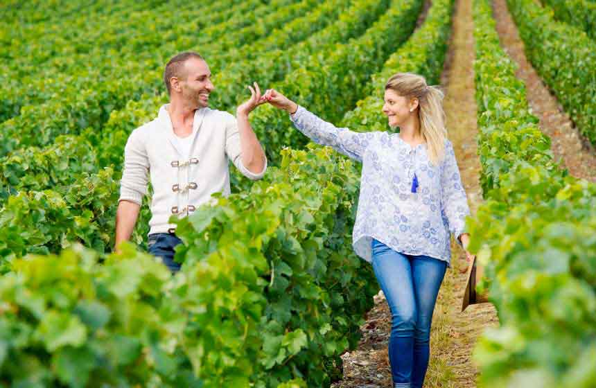 Where better for a romantic stroll than the champagne vineyards