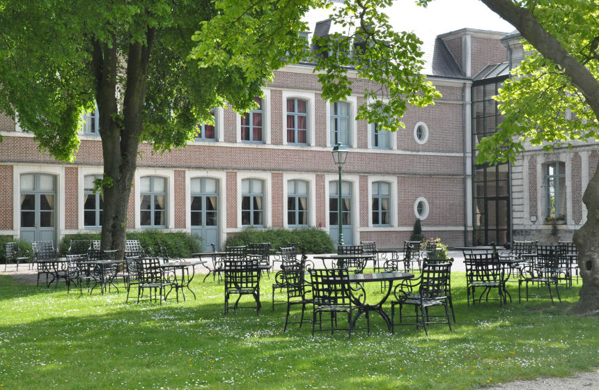 Garden view, La Chartreuse du Val St Esprit, Gosnay, Northern France