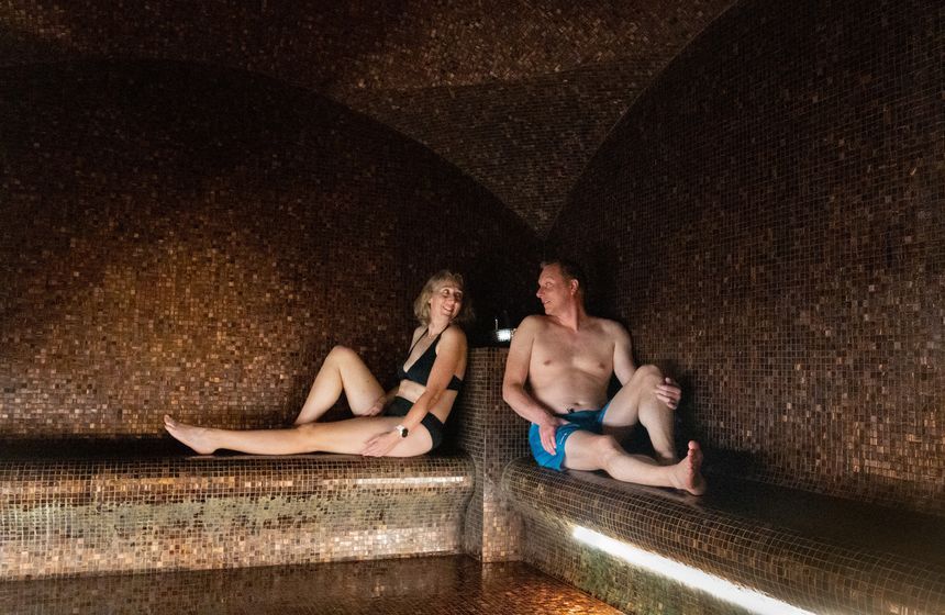 Stars overhead in the relaxing and romantic steam room