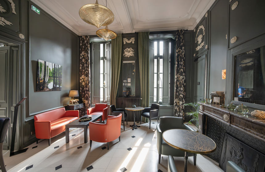 Allow time to relax in the chateau-hotel's lounge 