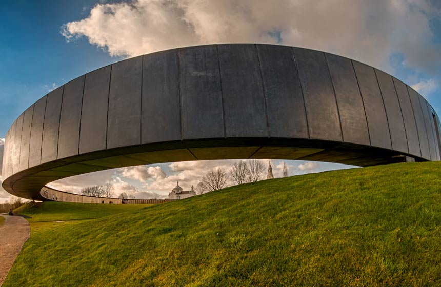 The poignant Anneau-de-la-Mémoire memorial (Ring of Remembrance) at Notre-Dame-de-Lorette in Northern France