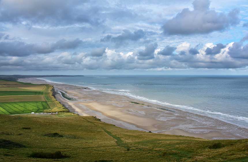 View of the beach from the cliffs at Cap Gris Nez near Calais in Northern France