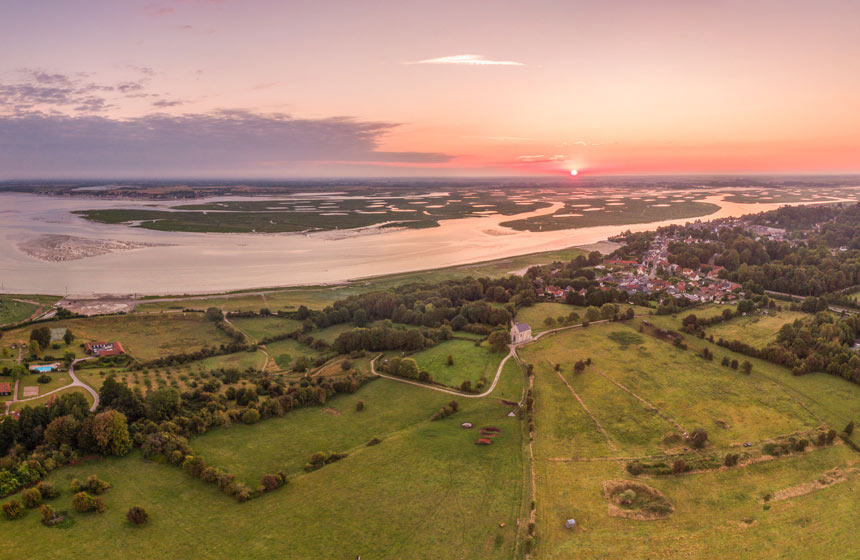 A bird’s eye view of Saint-Valery-sur-Somme on the stunning Somme Bay