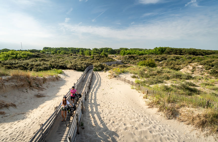 If you're on two wheels, enjoy easy access across the sands via the wooden walkways