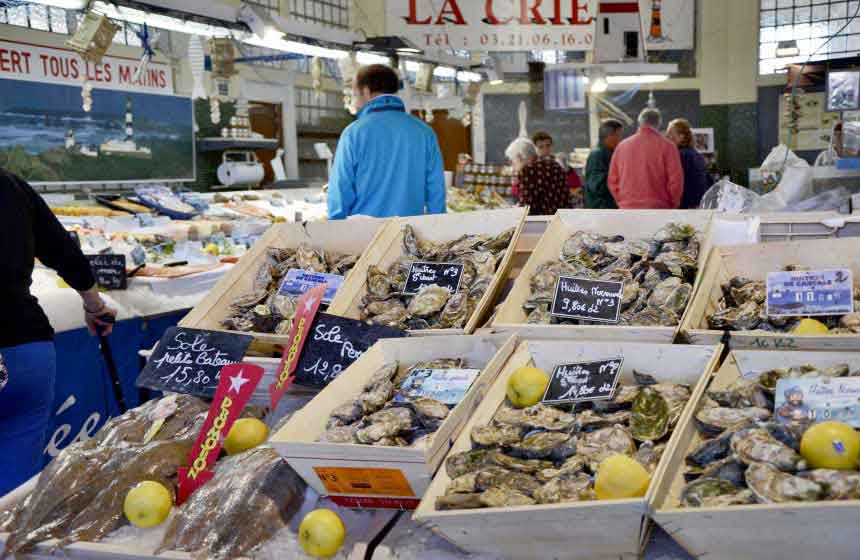 Alongside the open air market square, there's an indoor market too at Le Touquet