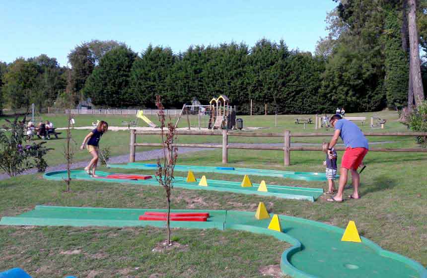 The crazy golf at Chateau des Tilleuls makes for a fun afternoon on your family weekend break