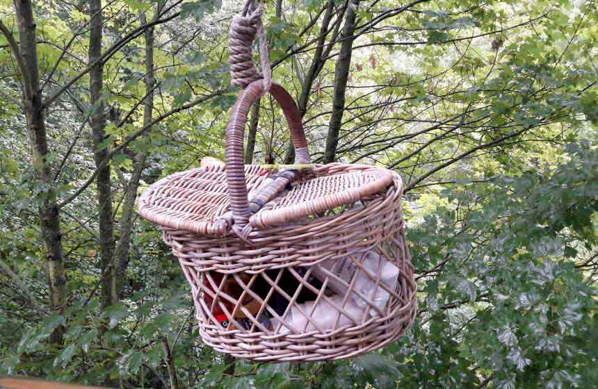 Breakfast is included and what could be more fun than hoisting it up to your treehouse in a basket!