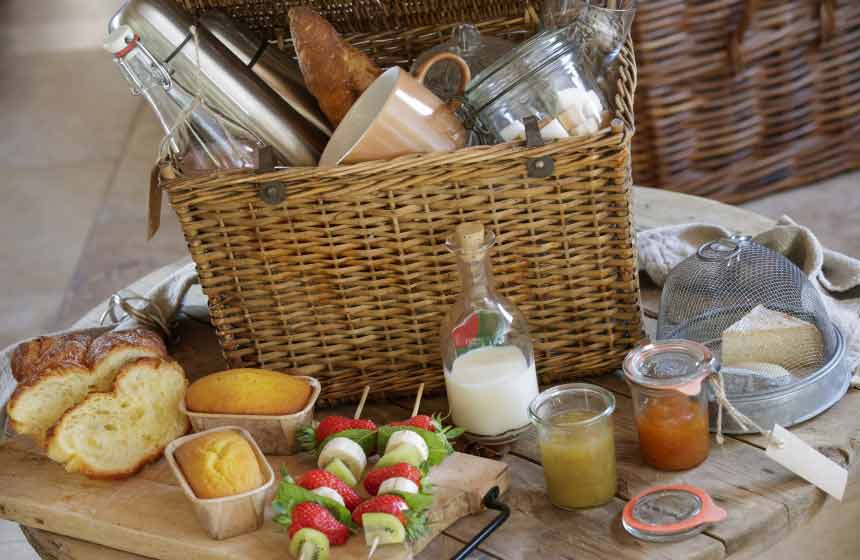 A hearty French breakfast-in-a-basket is also included in the cost of your holiday cottage stay