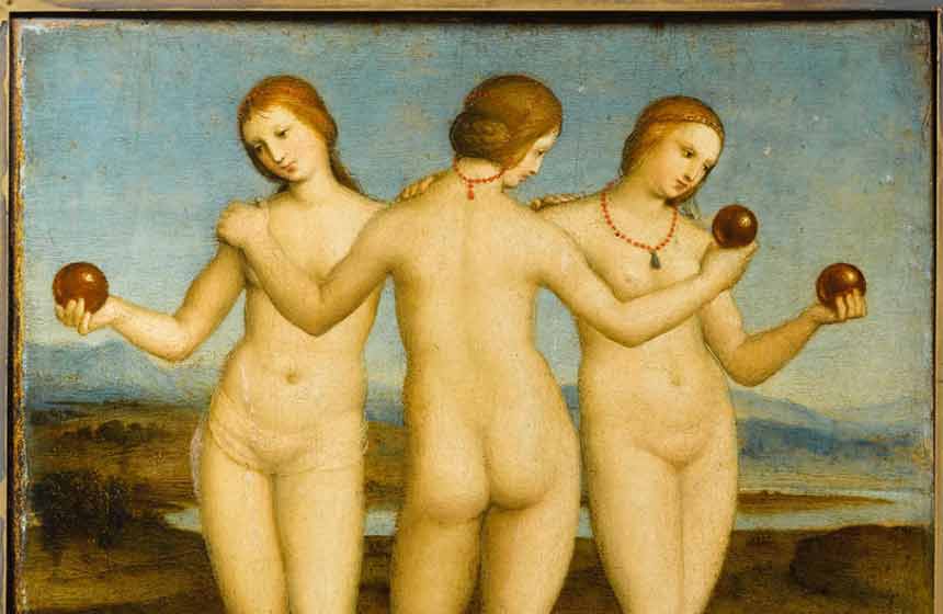 See Raphaël’s oil masterpiece ‘The Three Graces’ during your visit to Domaine de Chantilly