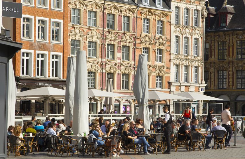 Watch the world go by from the café terraces on Lille’s historic square – Grand’Place