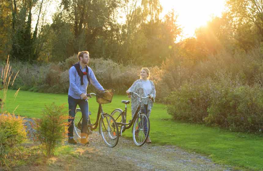 Hire a bike on site and set off for the Aire sur la Lys nature reserve