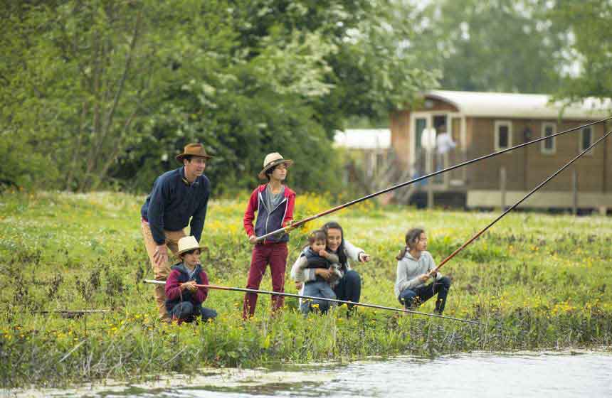Bring your own fishing equipment or enjoy a fun family fishing lesson at Domaine du Lieu Dieu 