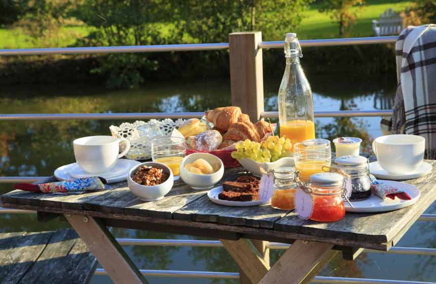 Breakfast is served on the terrace of your Lodge de Malbrough should you desire