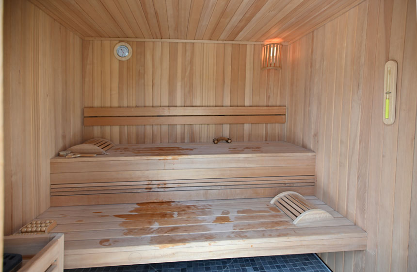The sauna in the spa at the Domaine de Diane, Quend-Plage