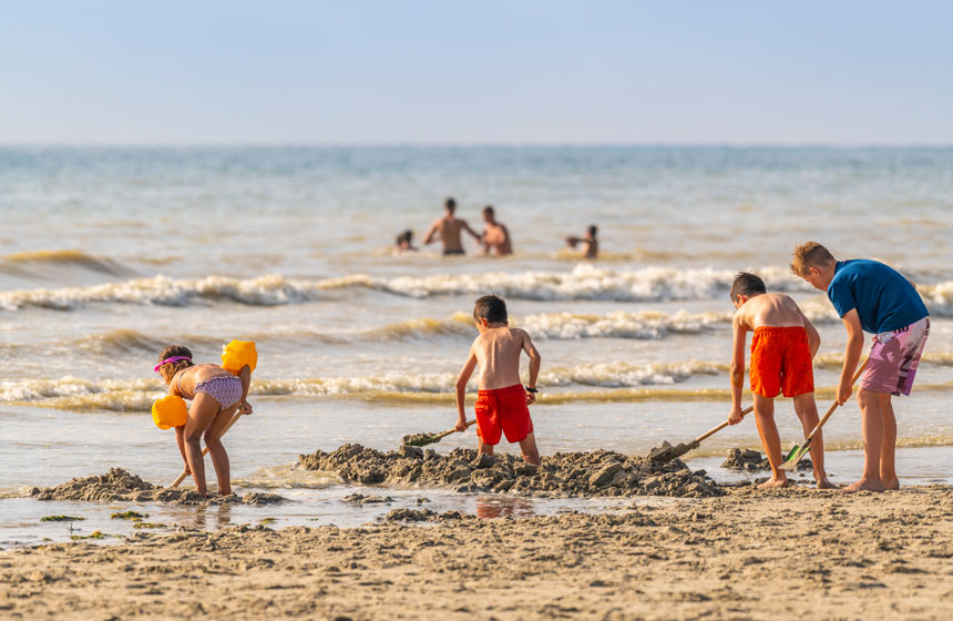 Kids will be in their element making sandcastles on the beautiful beach in Le Touquet