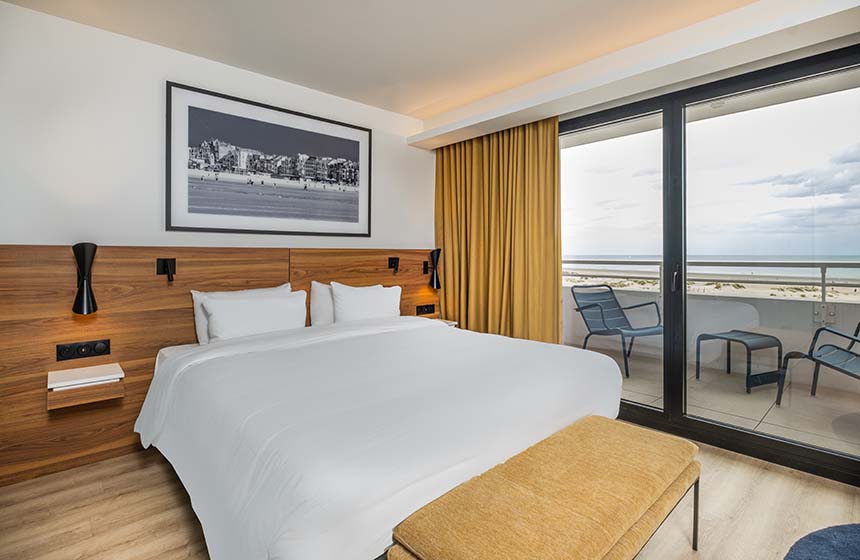 Enjoy sea views from your superior room at the Radisson Blu hotel and spa in Dunkirk
