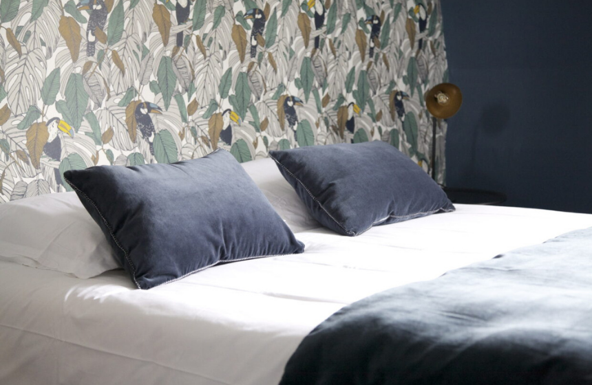 Classic vintage tones and fabrics in your elegant room for two at La Bohème