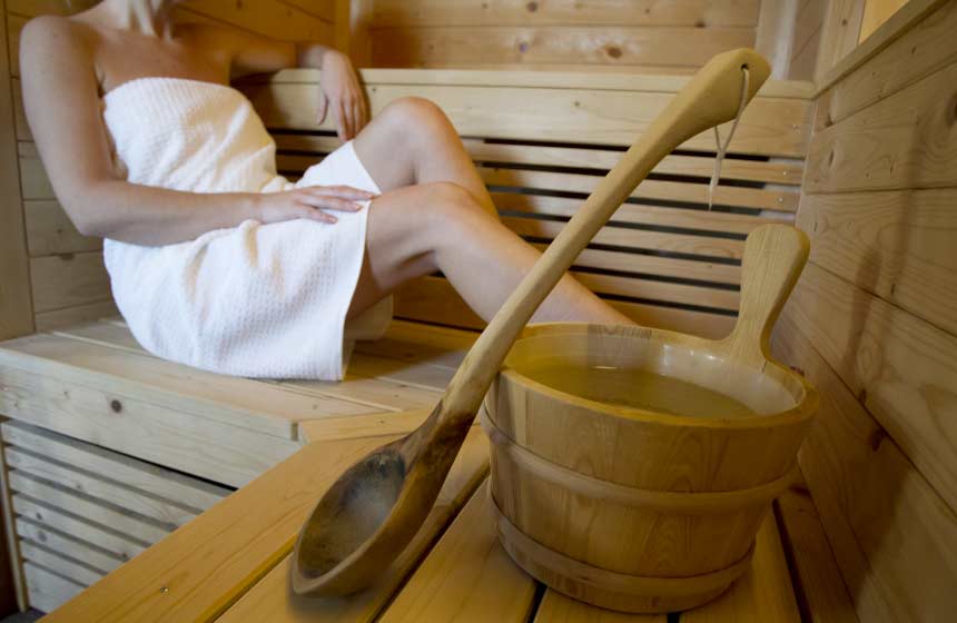 The sauna at Château des Tilleuls in Northern France