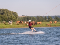 You can learn how to wakeboard on one of Domaine du Lieu Dieu’s lakes