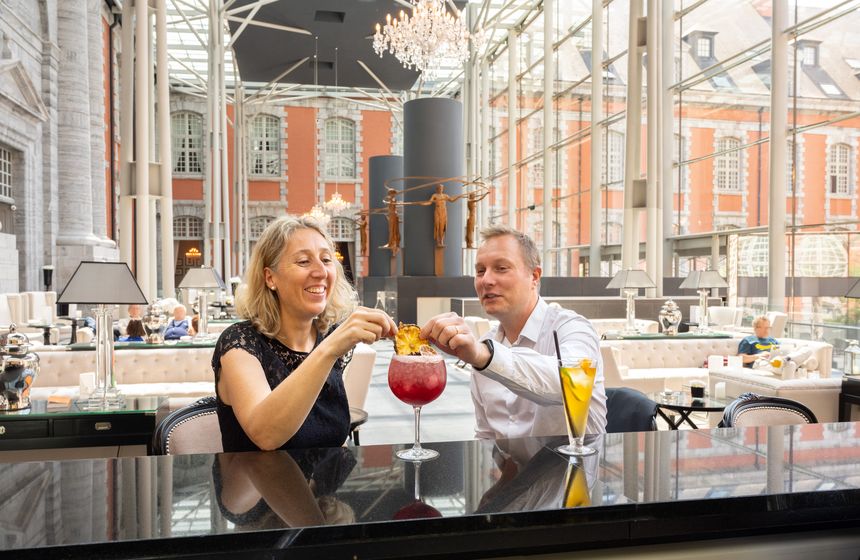 The stunning Atrium Lounge Bar at the Royal Hainaut Hotel & Spa