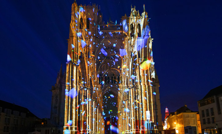 Amiens Cathedral - Spectre Lab with their new summer show Chroma.