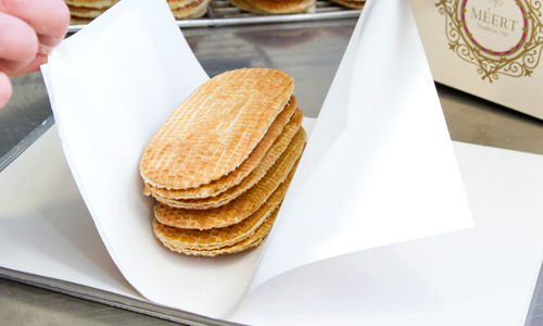 Gaufre fourrée: a waffle stuffed with brown sugar, vanilla and rum. Best tasted at Meert - Northern France - visit France
