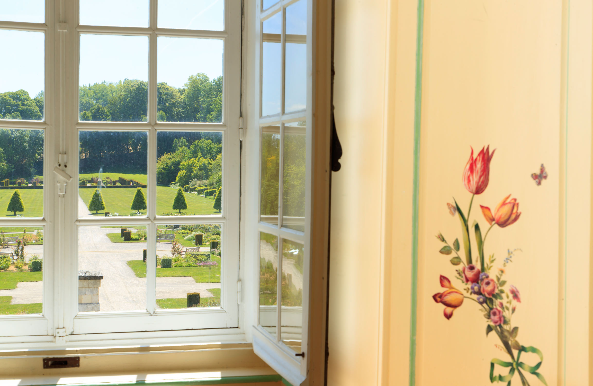 The ‘Tulipe’ suite at Abbaye-de-Valloires abbey in Argoules, Northern France