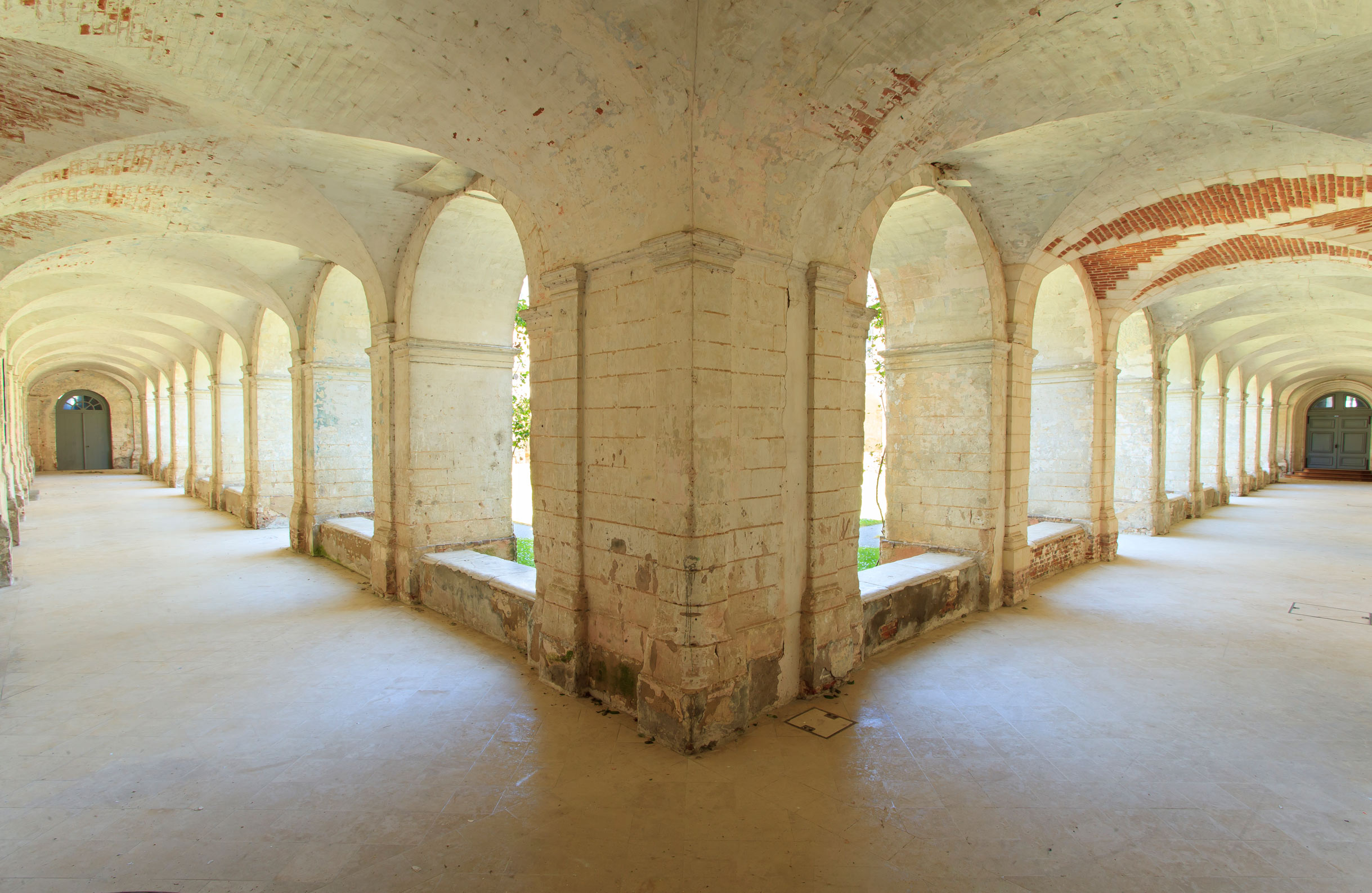 The abbey cloisters at Abbaye-de-Valloires abbey in Argoules, Northern France