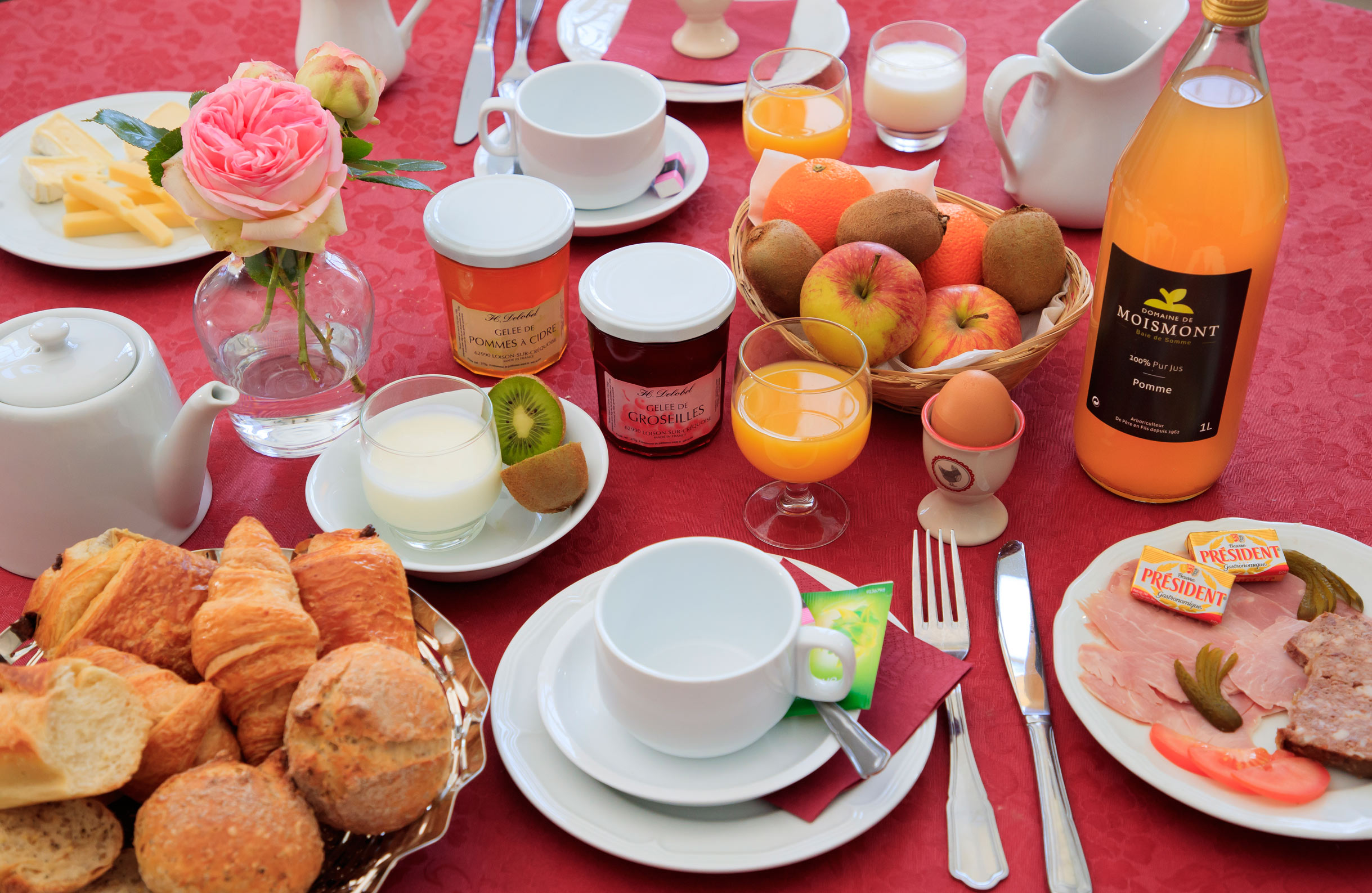 Breakfast at Abbaye-de-Valloires abbey in Argoules, Northern France