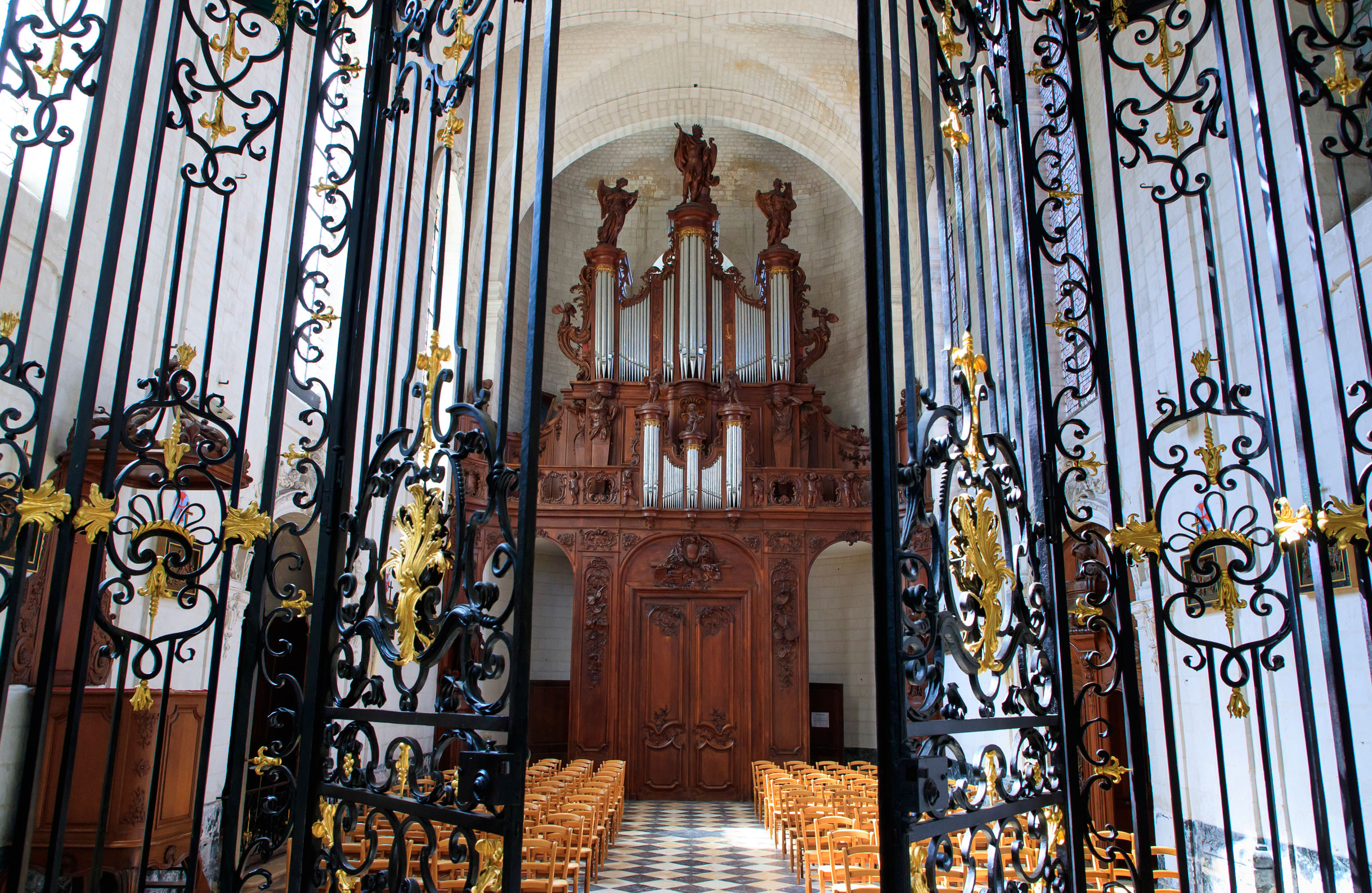 Inside the church at Abbaye-de-Valloires abbey in Northern France