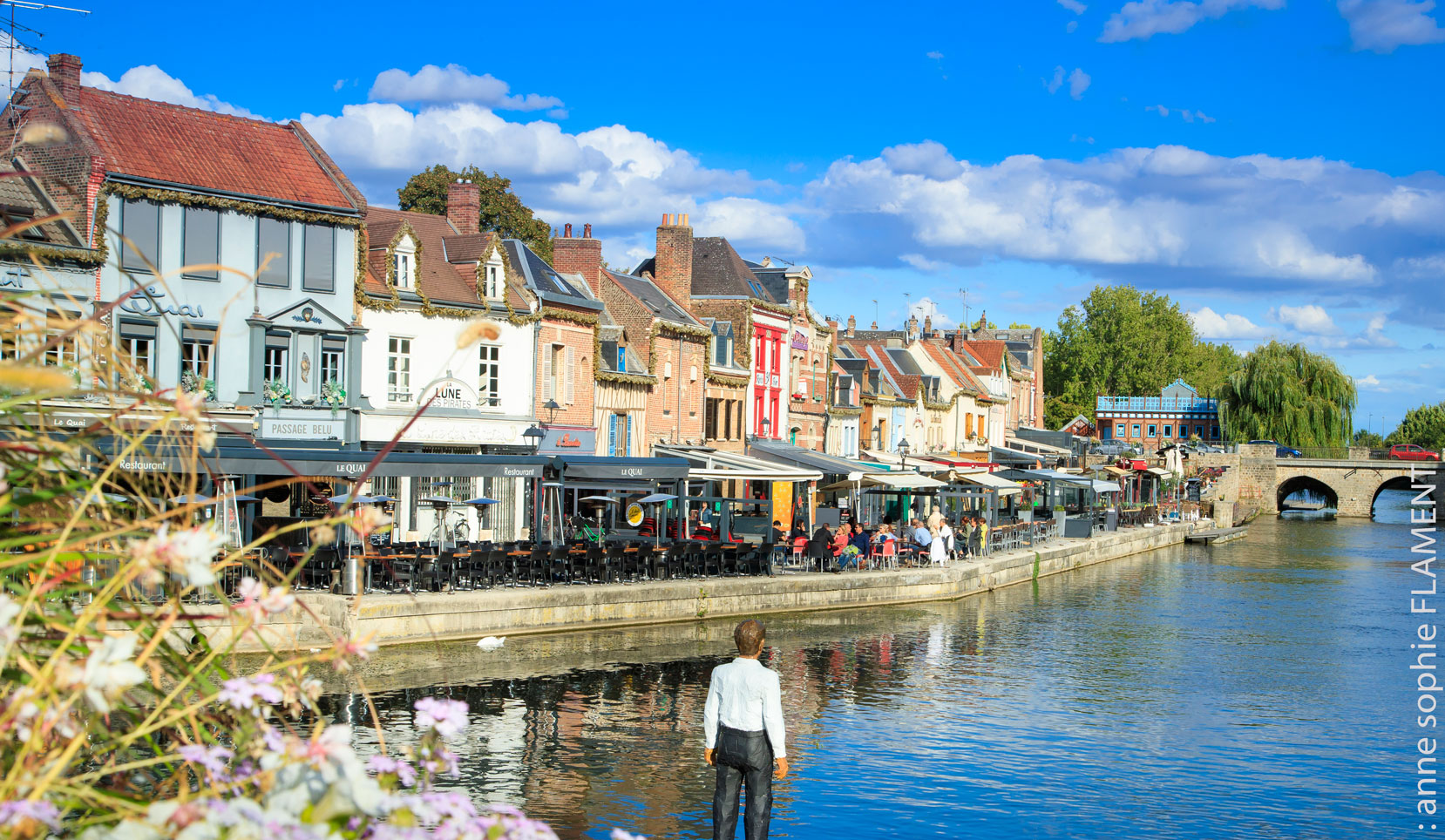 Quai Belu in Amiens. Start here to explore the colourful and characterful St Leu district, like the Venice of the north