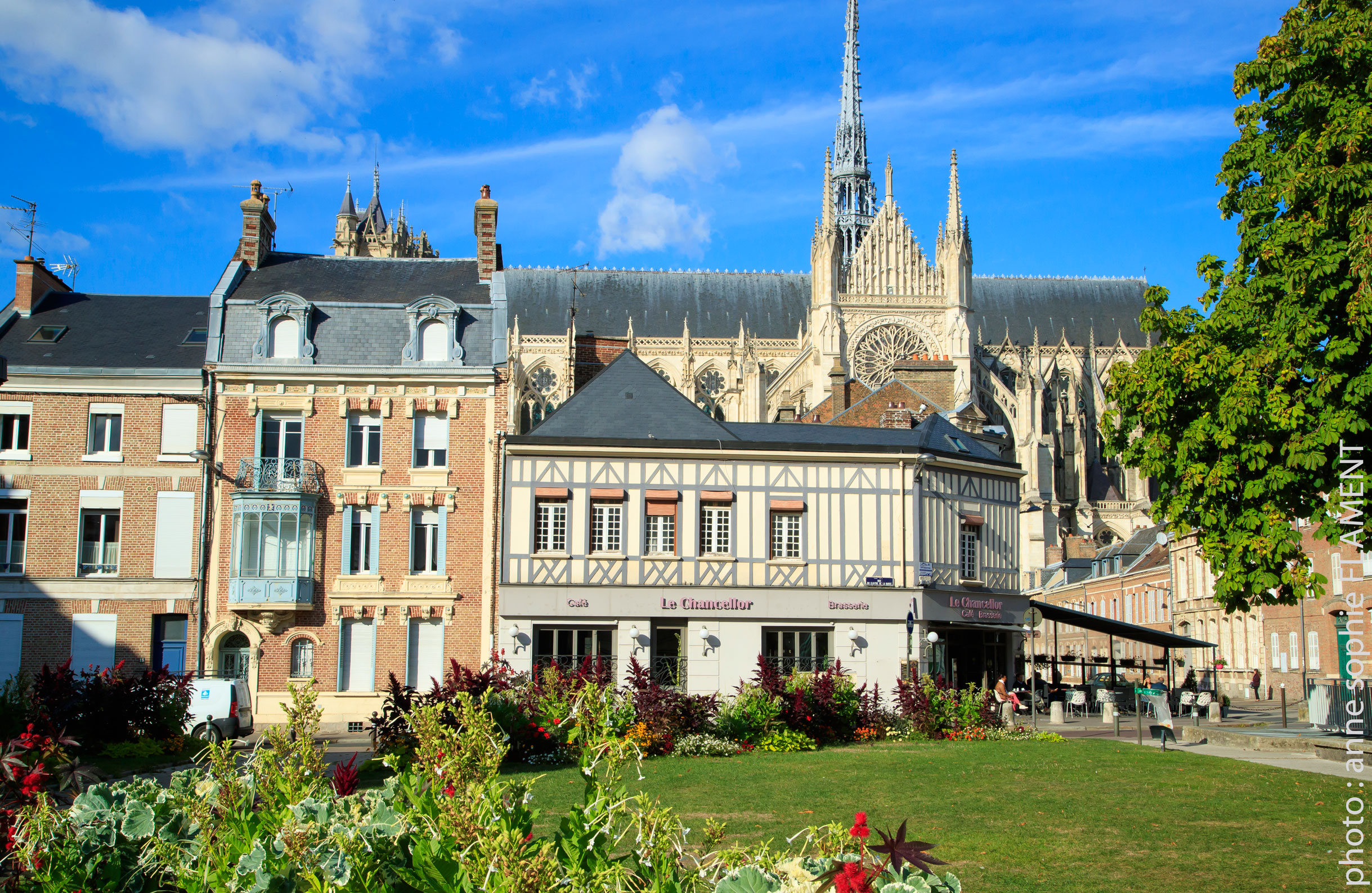 Square Jules Bocquet at the heart of Amiens and Notre Dame Cathedral; it’s the largest gothic cathedral in France!