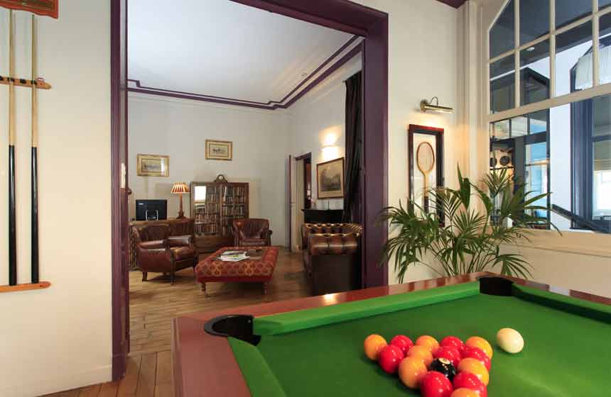 Enjoy a game of billiards together at Hotel Castel Victoria, Le Touquet, Northern France