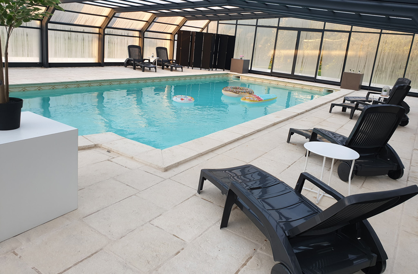 The indoor heated pool, with unlimited access