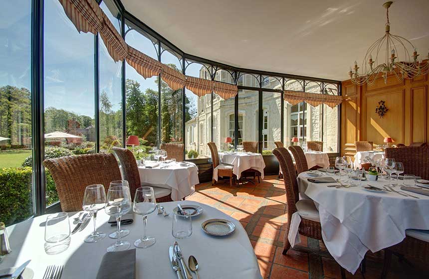 Dinner is served with incredible views over the chateau grounds from the feature window