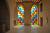 The striking stained-glass work of Daniel Buren on display at Donjon de Vez castle